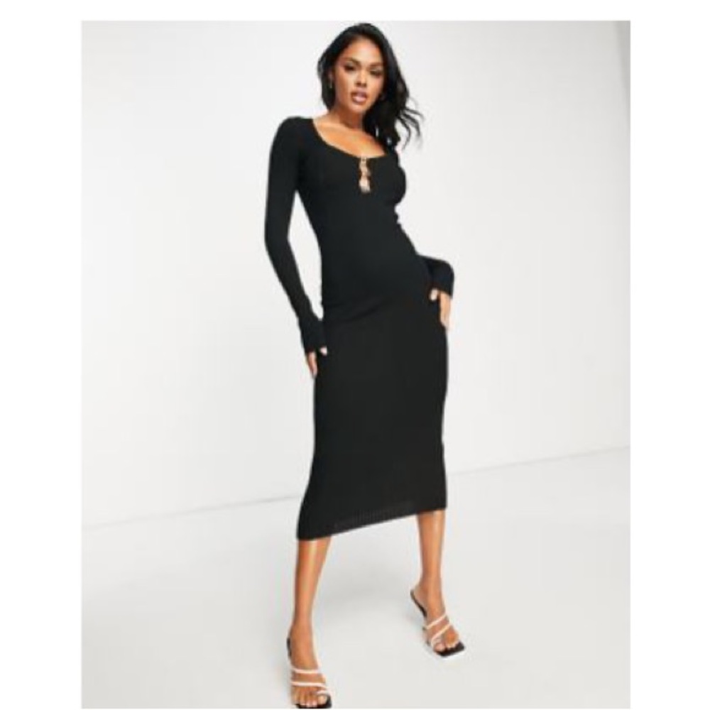 ASOS Black Midi Sweater Dress